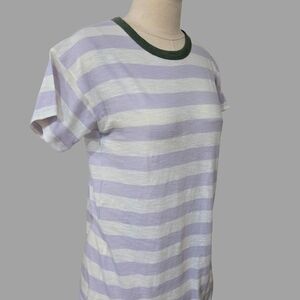 Madewell Lavender and White Striped Tee